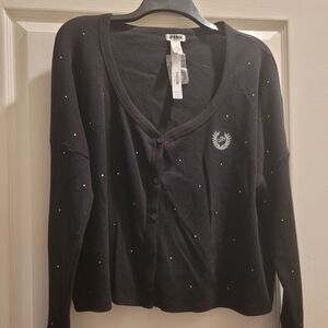 Victoria's Secret Pink Brand Black Cardigan with Rhinestones